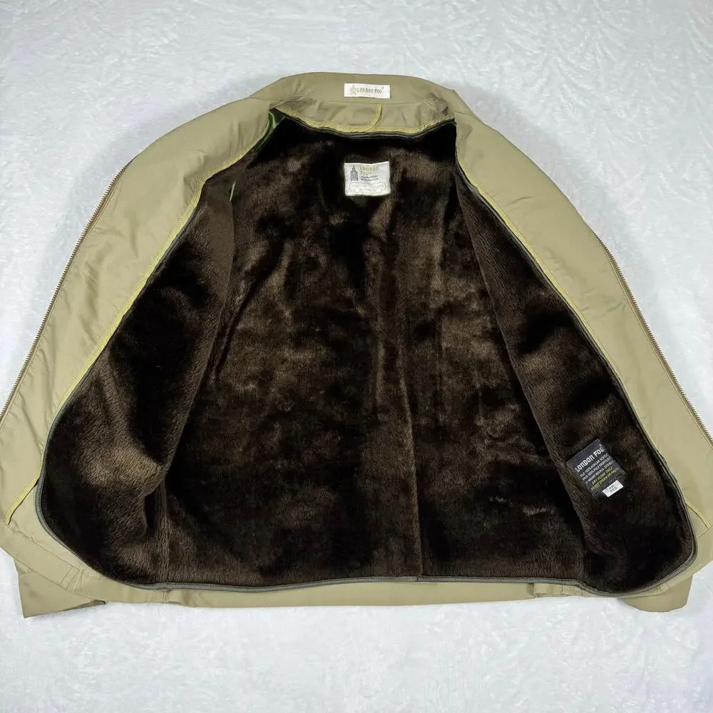 VTG London Fog Men's 40Reg Harrington‎ Jacket Removable Faux Fur Lining Tan 70's